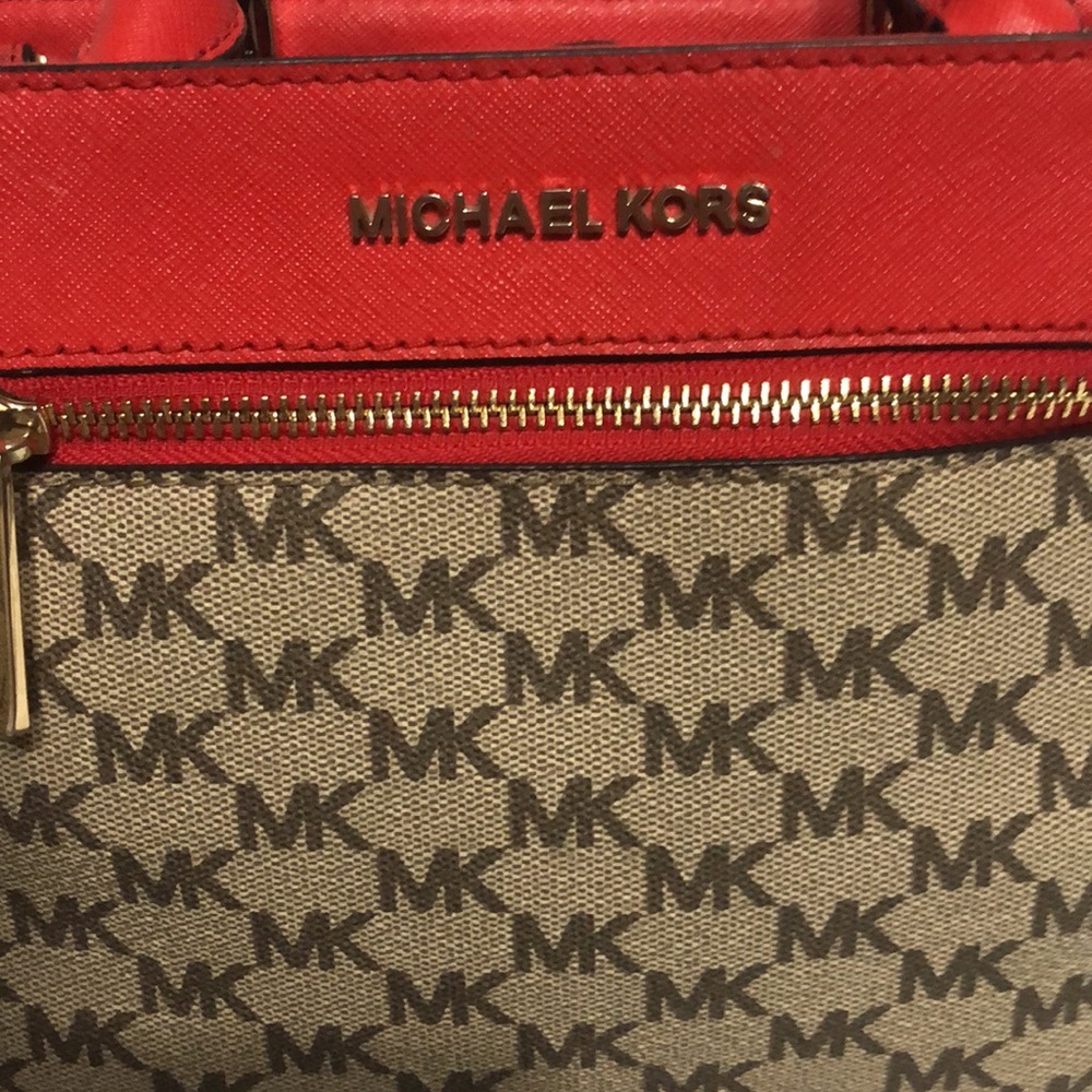 Michael Kors Hailee Red and Tan Satchel - Picture 4 of 11